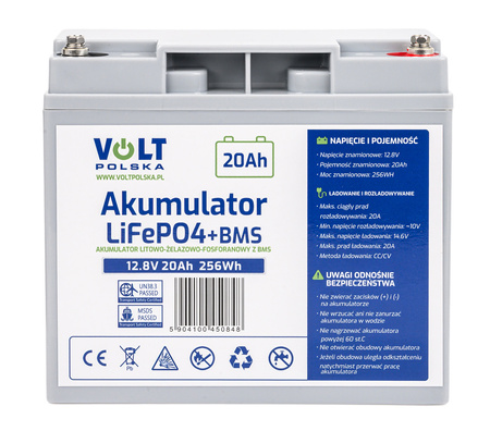 Akumulator LifePO4 12V 20Ah BMS UPS bezobsługowy do łodzi kampera VOLT POLSKA