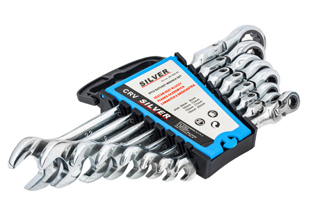 Klucze z grzechotką płasko-oczkowe łamane 8-22 8el SILVER