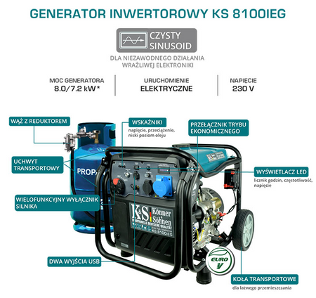 Agregat generator prądu inwertorowy gaz KS 8100iEG Könner & Söhnen KS