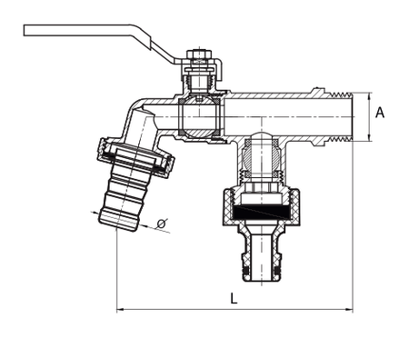 Zawór kulowy czerpalny 1/2" podwójny kran z dławicą DIAMOND