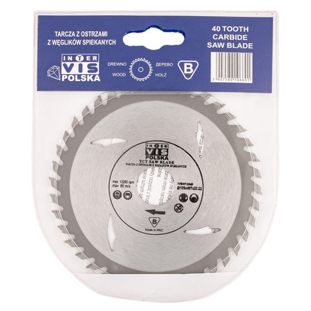 Tarcza widiowa do drewna widia do piły pilarki 125 mm x 22,2 x 40 T FALON-TECH