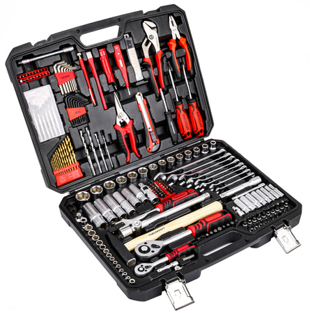 Zestaw narzędziowy kluczy nasadowych klucze płaskie torx nasadki 216el FORCEKRAFT