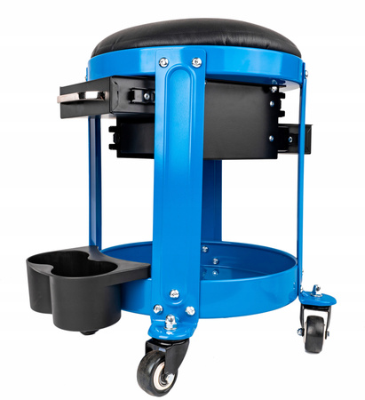 Taboret warsztatowy mobilny stołek z szufladami półki obrotowy regulowany SILVER