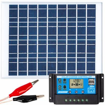 Zestaw solarny fotowoltaiczny 20W 12V (Panel solarny 20W, Regulator napięcia 10A) VOLT POLSKA
