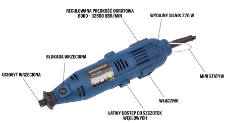 Multiszlifierka (mini szlifierka) DREMEL 270W 300el Frezarka SILVER