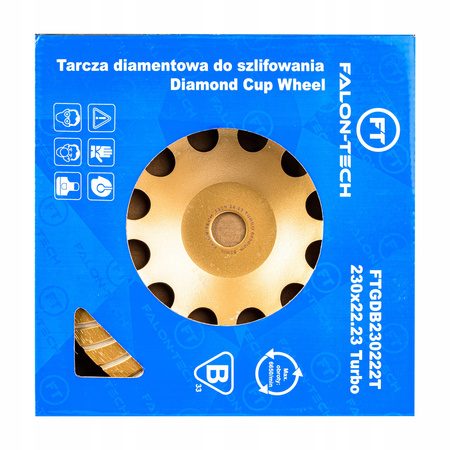 Tarcza diamentowa do szlifowania betonu garnkowa turbo 230mm M14 FALON-TECH