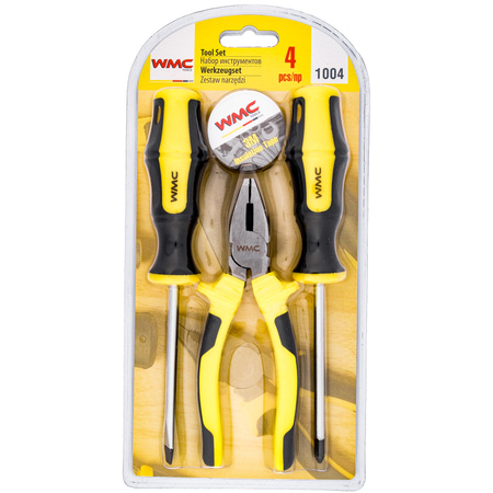 Zestaw wkrętaków śrubokrętów ph szczypce kombinerki taśma izolacyjna 4el WMC