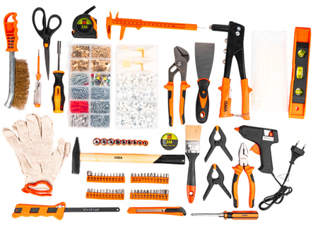 Zestaw narzędziowy warsztatowy młotek wkrętaki bity akcesoria xxl 1372el ISMA