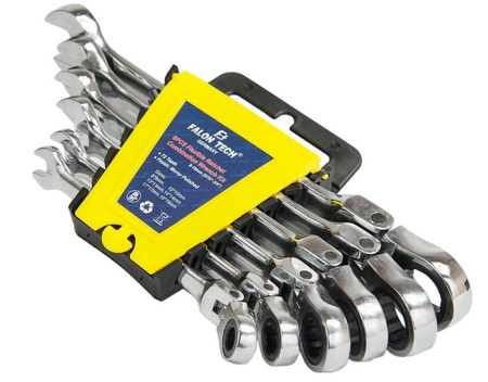 Klucze płasko oczkowe z grzechotką łamane 8-19 mm 6 sztuk FALON-TECH