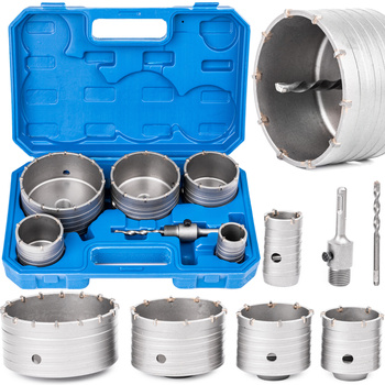 Zestaw frezów otwornic do betonu muru 7el koronka widia walizka 40-120mm FALON-TECH