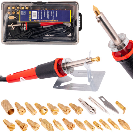 Lutownica wypalarka do drewna skóry z grotami 23 sztuki GEKO