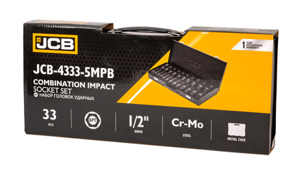 Zestaw nasadki udarowe głębokie do klucz pneumatyczny 1/2" 33el 8-32mm JCB