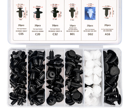 Spinki kołki zaczepy samochodowe szpilki klipsy do tapicerki zestaw 100el FALON-TECH
