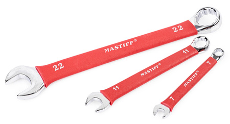 Klucze płasko oczkowe płaskie gumowane zestaw płachta 6-32 mm 17el MASTIFF