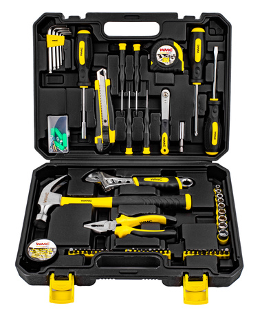 Zestaw narzędziowy klucze nasadowe wkrętaki bity 104 el WMC