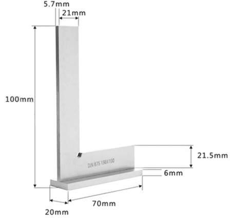 Kątownik ślusarski ze stopką 90° stalowy z podstawą płaski 100x70 mm FALON-TECH