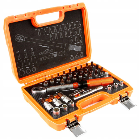 Klucz dynamometryczny 1/4" 5-25 Nm zestaw bity certyfikat kalibracji BJC