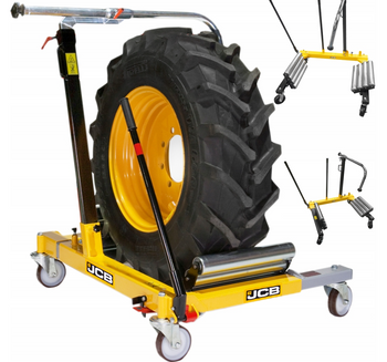 Wózek hydrauliczny do demontażu transportu dużych kół opon tir ciągnik JCB