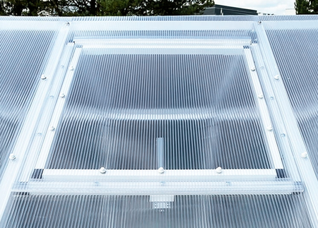 Okno do szklarni ogrodowej z autometem białe premium aluminiowe PTF