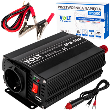 Przetwornica napięcia prądu IPS-500 (24V/230V/500W) +KABLE TIR VOLT POLSKA