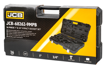 Zestaw klucze nasadowe udarowe 3/4" + 1" 26el. JCB