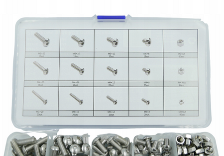 Zestaw śrub hex imbus śruby nakrętki ze stali nierdzewnej 6-kątne 440 szt FALON-TECH