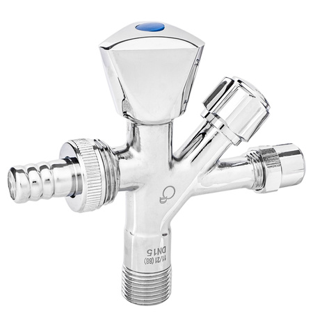 Zawór zaporowy kątowy grzybkowy kombi 1/2x3/4 do pralki zmywarki DIAMOND