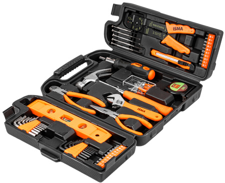 Zestaw narzędziowy klucze nasadowe imbusowe wkrętaki młotek bity 129el ISMA