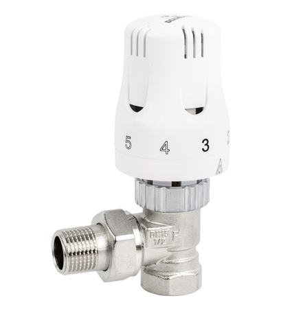 Zestaw termostatyczny kątowy 1/2 głowica + zawory DIAMOND