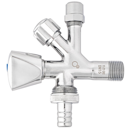 Zawór zaporowy kątowy grzybkowy kombi 1/2x3/4 do pralki zmywarki DIAMOND