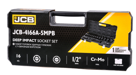 Zestaw nasadki udarowe nasadowe do klucze pneumatyczne 1/2" 10-36mm 16el JCB