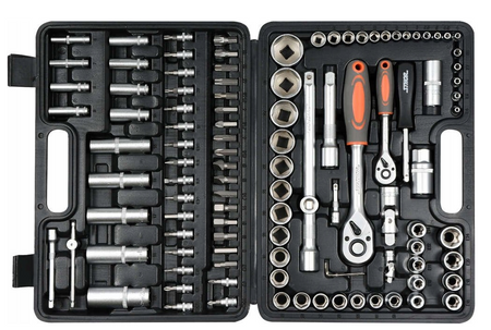 Zestaw narzędziowy klucze nasadki grzechotki bity 108el STOHR 58693 YATO