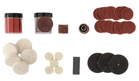 Zestaw szlifierski do drewna metalu 105 sztuk GEKO