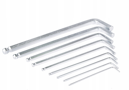 Klucze imbusowe imbus z kulką 1,5-10 mm CRV 9 sztuk SILVER