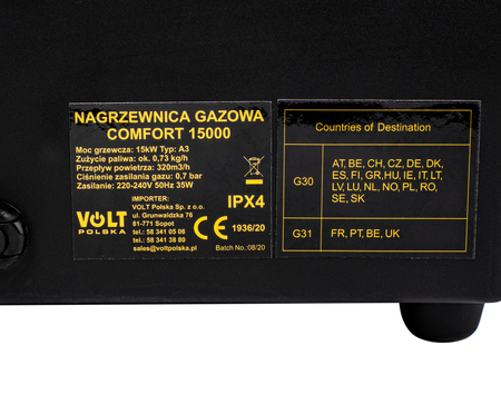 Nagrzewnica dmuchawa gazowa piecyk 15kW wąż + reduktor VOLT POLSKA