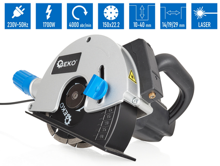 Elektryczna bruzdownica do betonu ze wskaźnikiem laserem 2 tarcze 1700 W GEKO