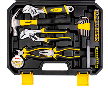 Zestaw narzędziowy klucze nasadowe wkrętaki bity 100 el. WMC