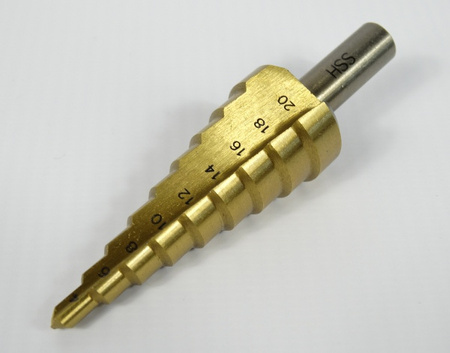 Wiertło stożkowe stopniowe tytanowe HSS 4-20 mm (wiertła) FALON-TECH