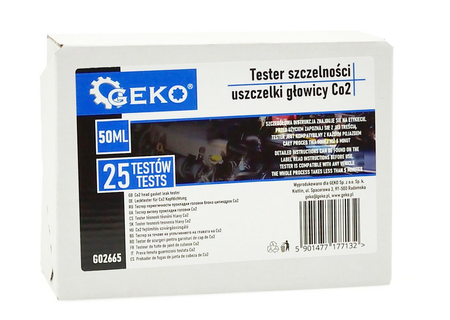 Tester szczelności uszczelki głowicy Co2 25 testów płyn adapter 25-55ml GEKO