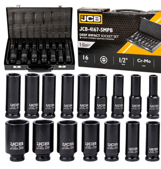 Zestaw nasadki udarowe głębokie do klucz pneumatyczne 1/2" 10-36mm 16el JCB