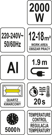 Promiennik podczerwieni kwarcowy 2000W YATO