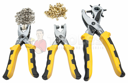 Zestaw kaletniczy dziurkacz 5w1 128szt SILVER