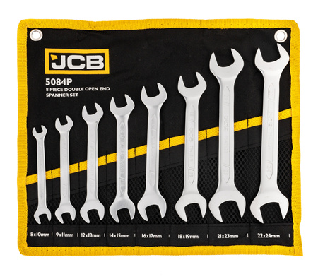 Klucze płasko oczkowe dwustronne zestaw płachta satyna Cr-V 8el 8-24mm JCB