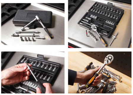 Zestaw kluczy nasadowych 1/4" 46 elementów TORX HEX PZ PH w walizce ISMA