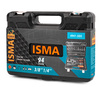 Zestaw narzędziowy klucze nasadowe wkrętaki grzechotki bity 1/4" 3/8" 94el ISMA