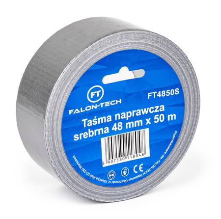 Taśma klejąca naprawcza srebrna zbrojona DUCT TAPE 48mm x 50m bardzo mocna FALON-TECH