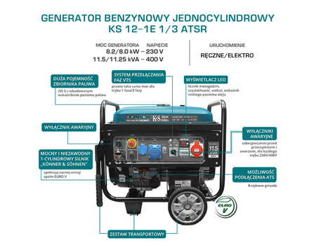 Agregat generator prądu benzynowy KS 12-1E 1/3 ASTR Könner & Söhnen KS