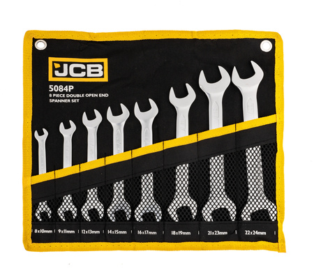 Klucze płasko oczkowe dwustronne zestaw płachta satyna Cr-V 8el 8-24mm JCB