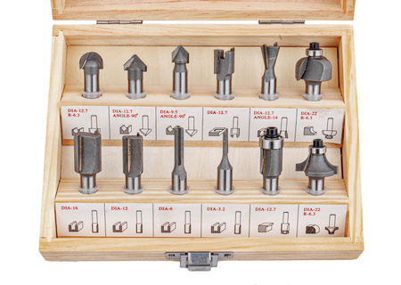 Zestaw frezów łożyskowanych do drewna frezy trzpieniowe kształtowe 12el SILVER