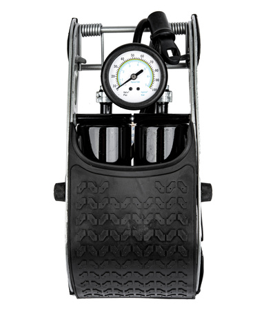 Pompka nożna dwutłokowa z manometrem + adaptery MAR-POL